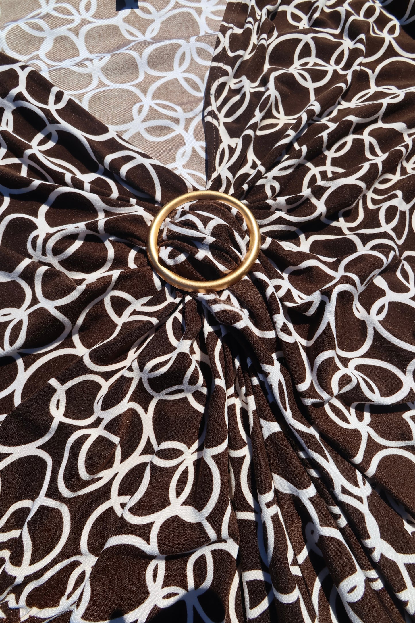 Vintage Brown & Gold Wrap Top
