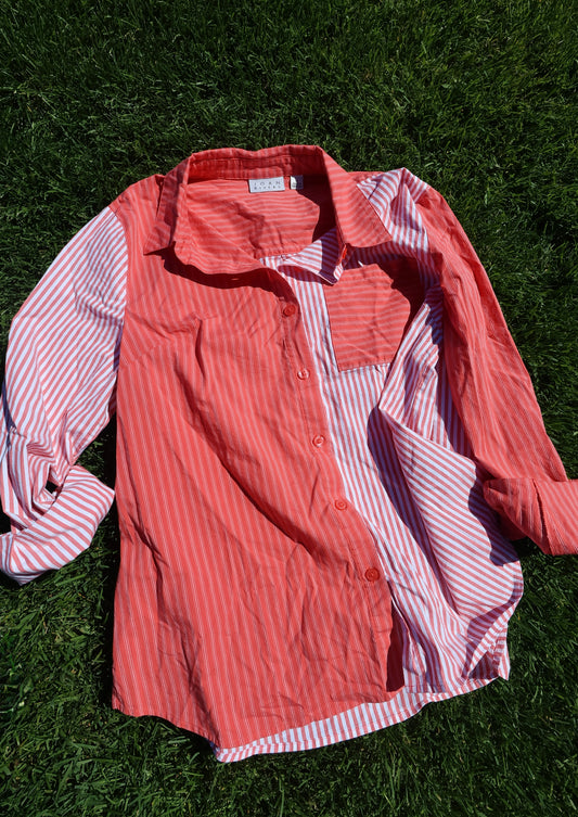 Two Pattern Button Up Shirt