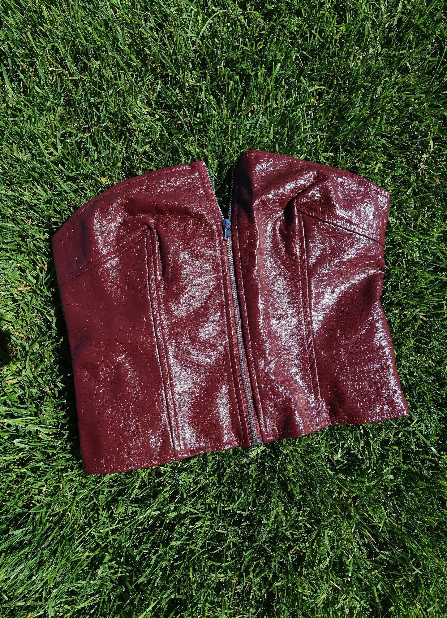 Red Faux Leather Night Out Top