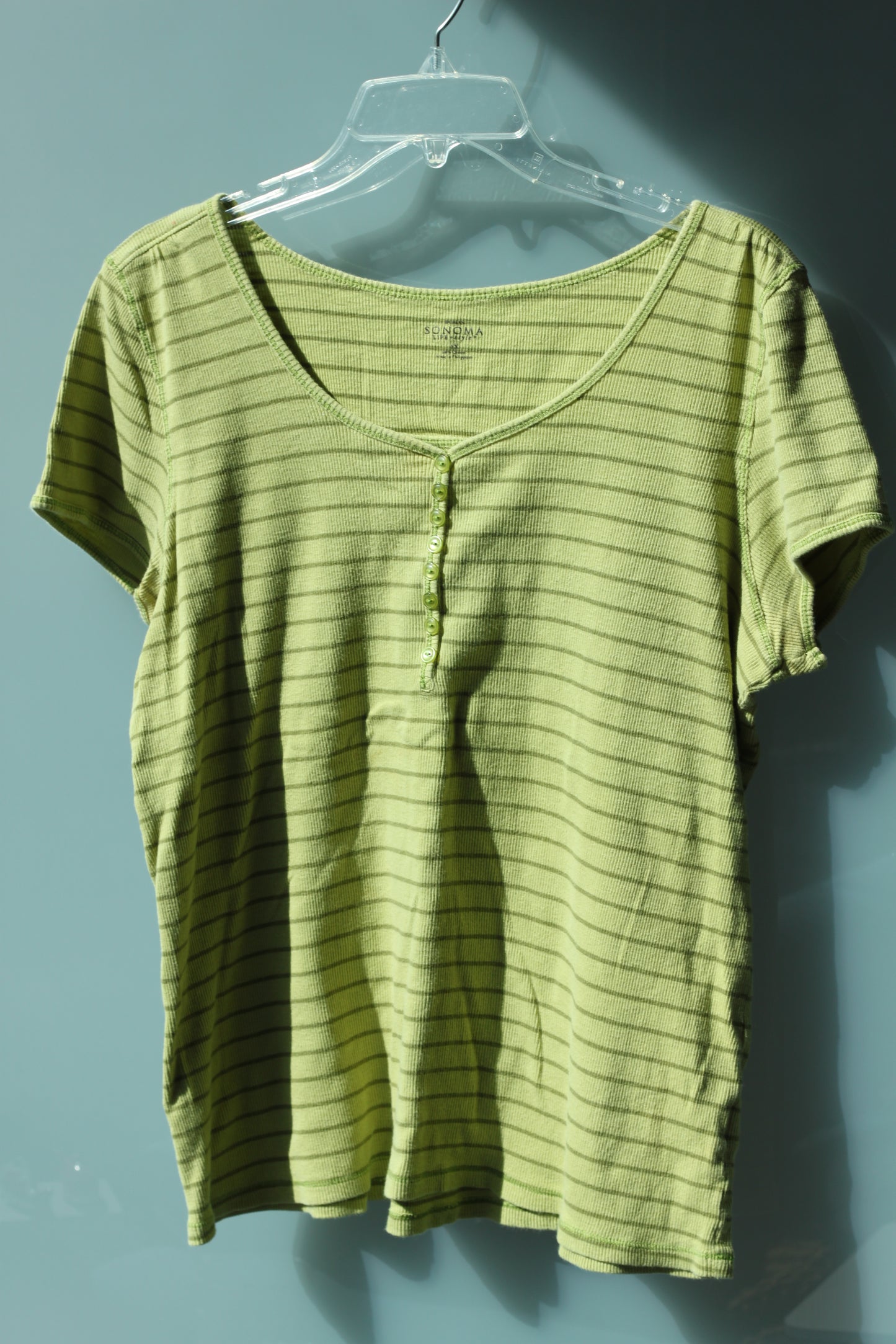 Sage Green Quarter Button Baby Tee