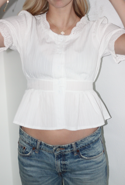 White Lace Babydoll Top