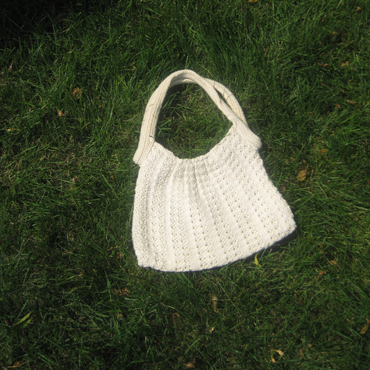 Cream Knit Shoulder Bag