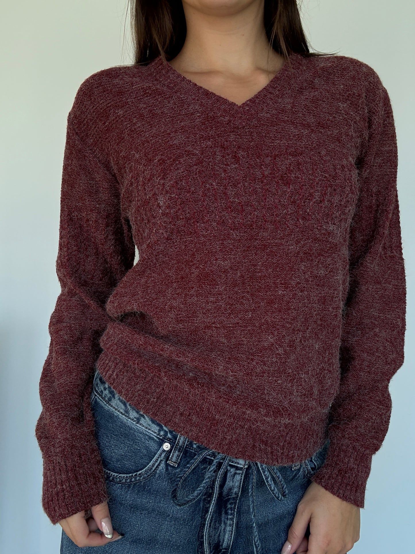 Vintage Cherry Red Thick Sweater