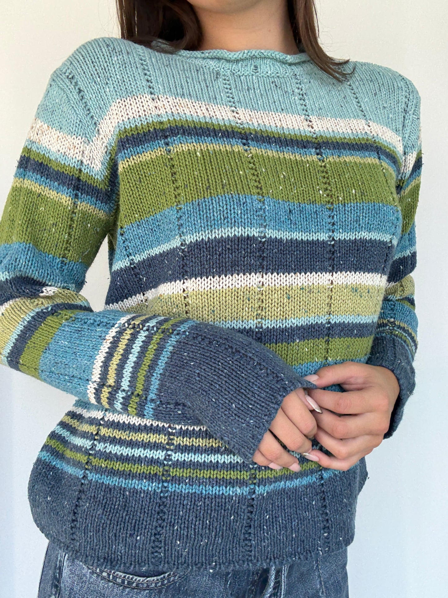 Vintage Earth Tone Mock Neck Sweater
