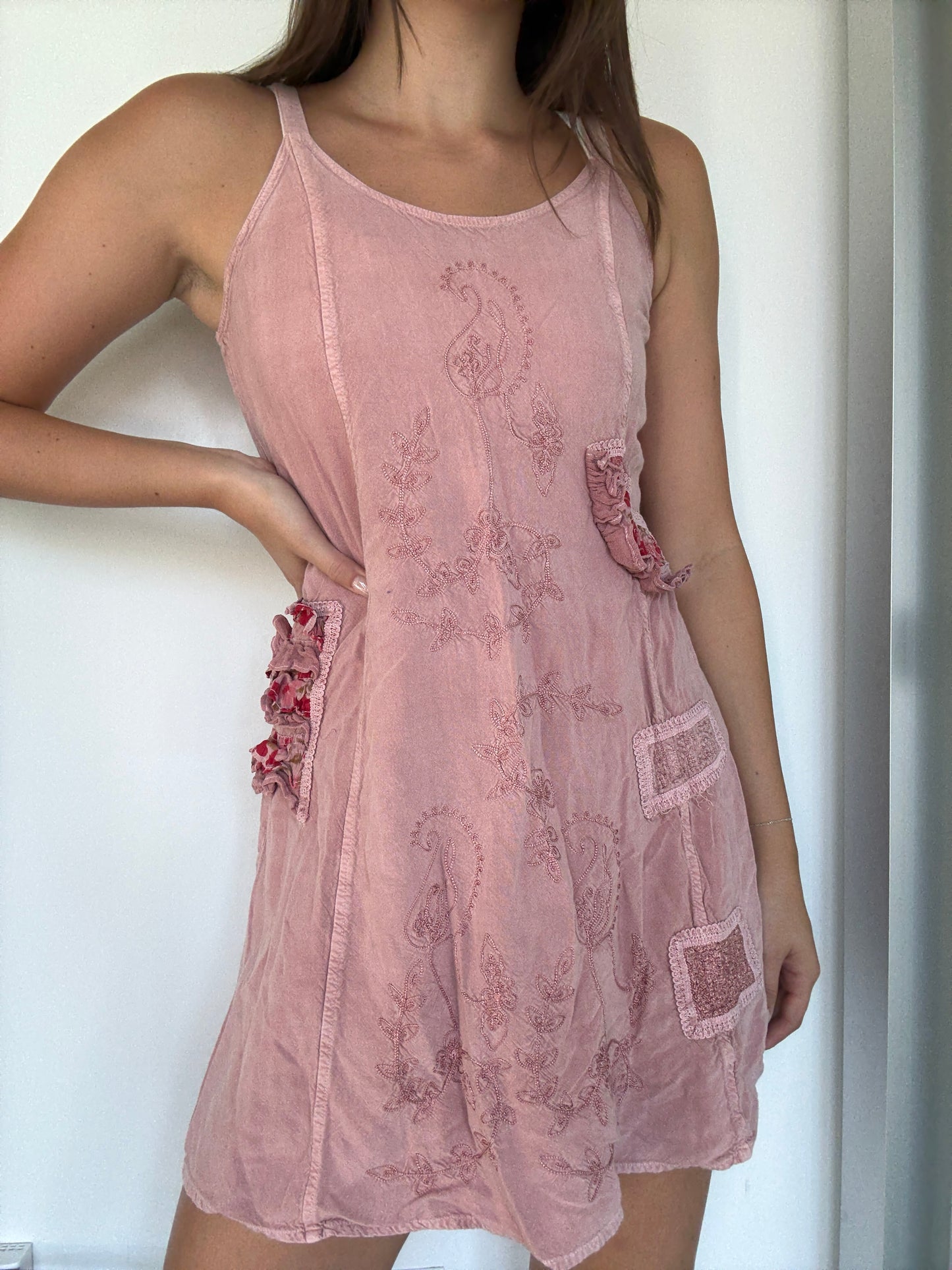 Vintage Boho Mini Mauve Dress