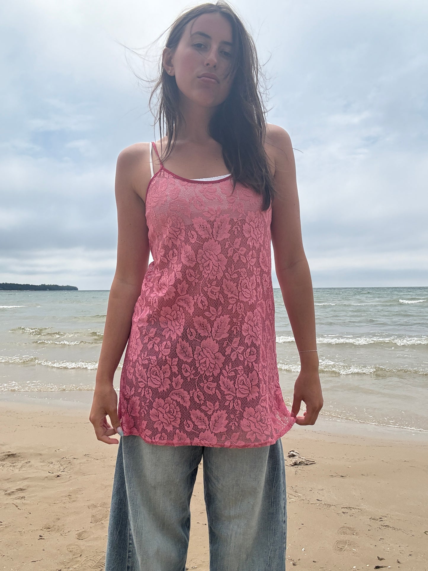 Pink Vintage Lace Layering Piece
