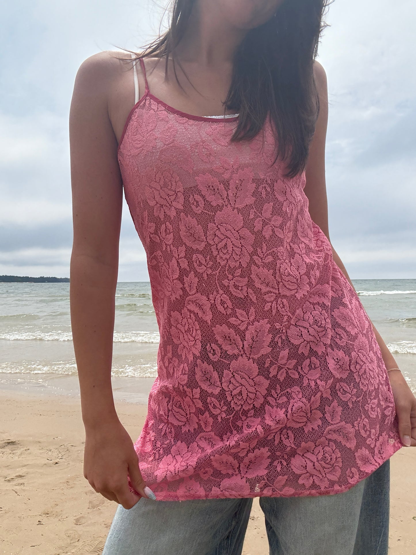 Pink Vintage Lace Layering Piece