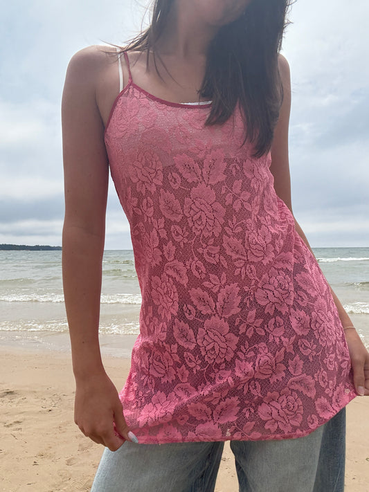 Pink Vintage Lace Layering Piece