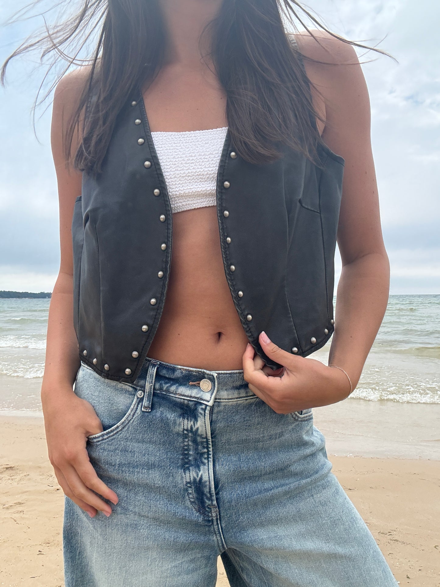 Vintage Leather Studded Vest