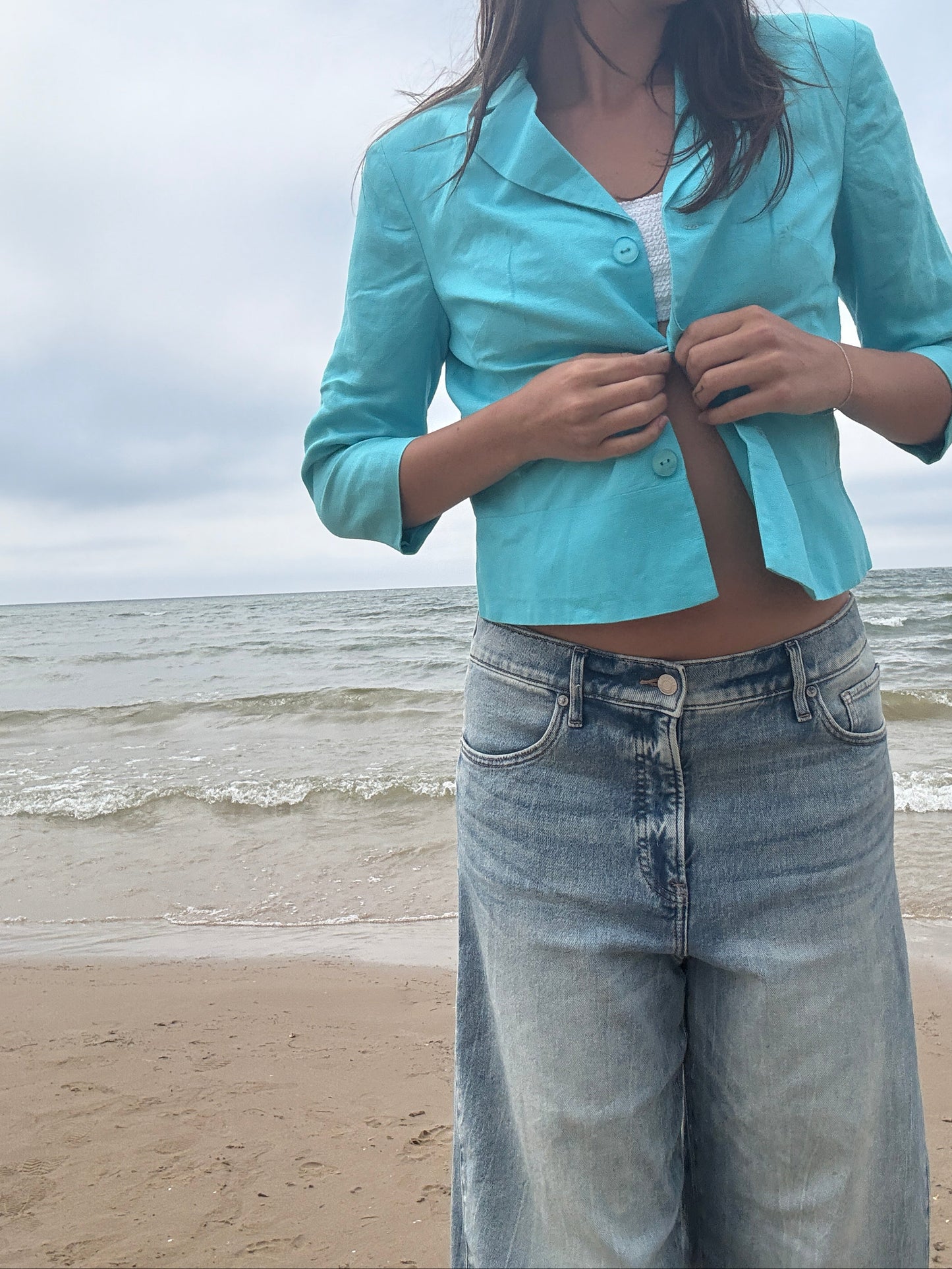 Summer Teal Cropped Blazer