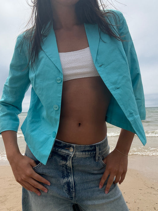 Summer Teal Cropped Blazer