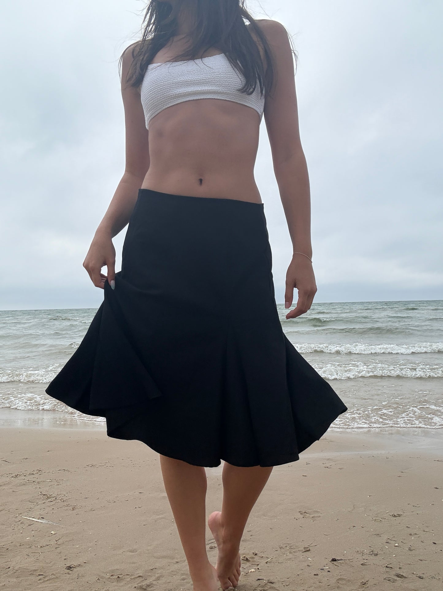 Staple Black Flowy Midi Skirt