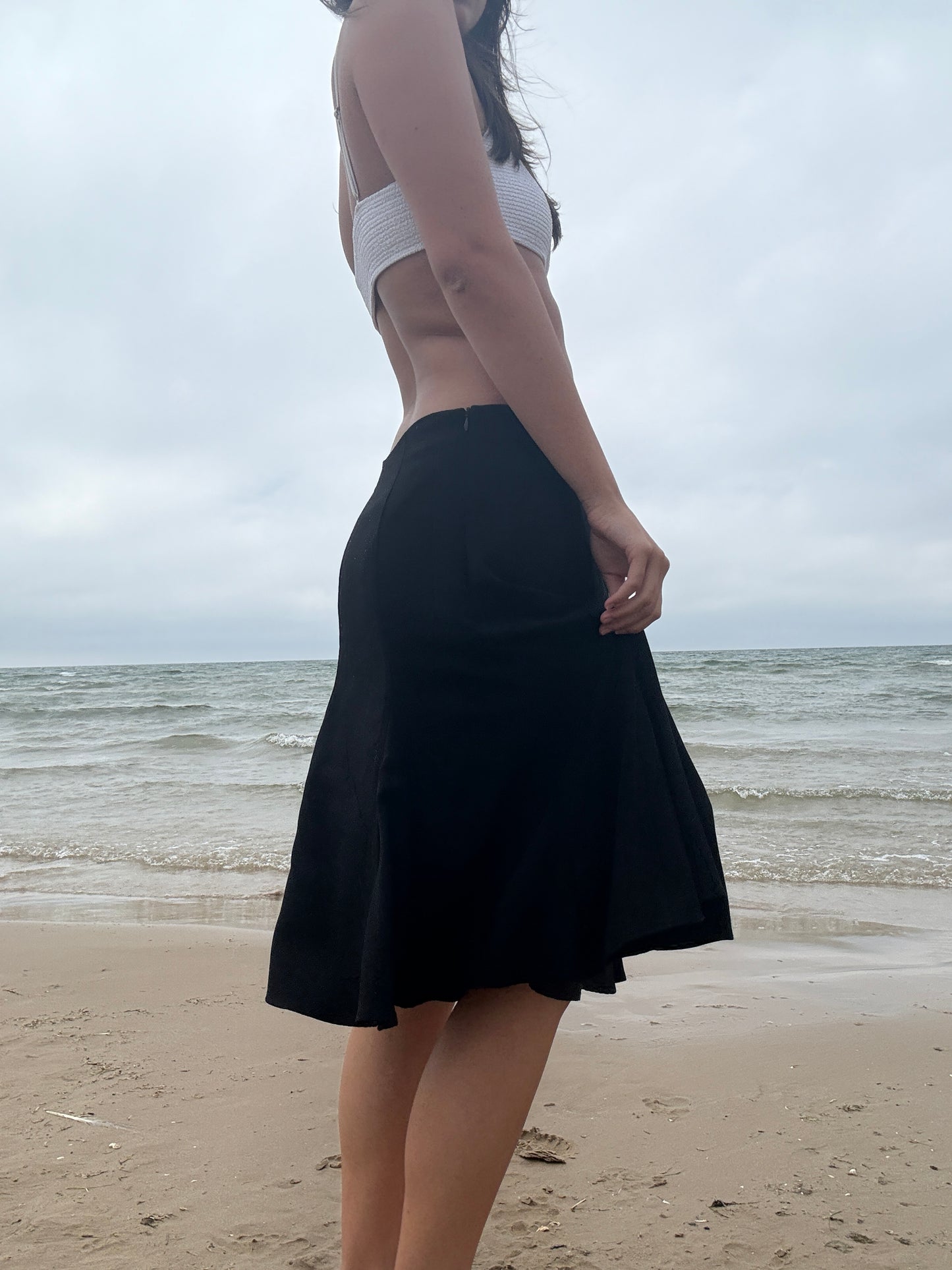 Staple Black Flowy Midi Skirt