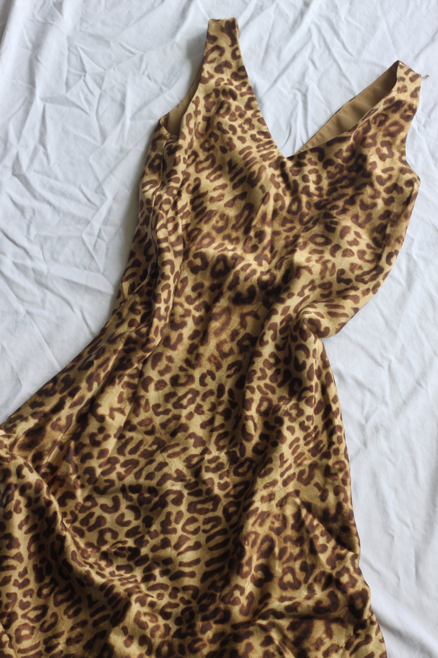 Vintage Midi Length Leopard Slip Dress