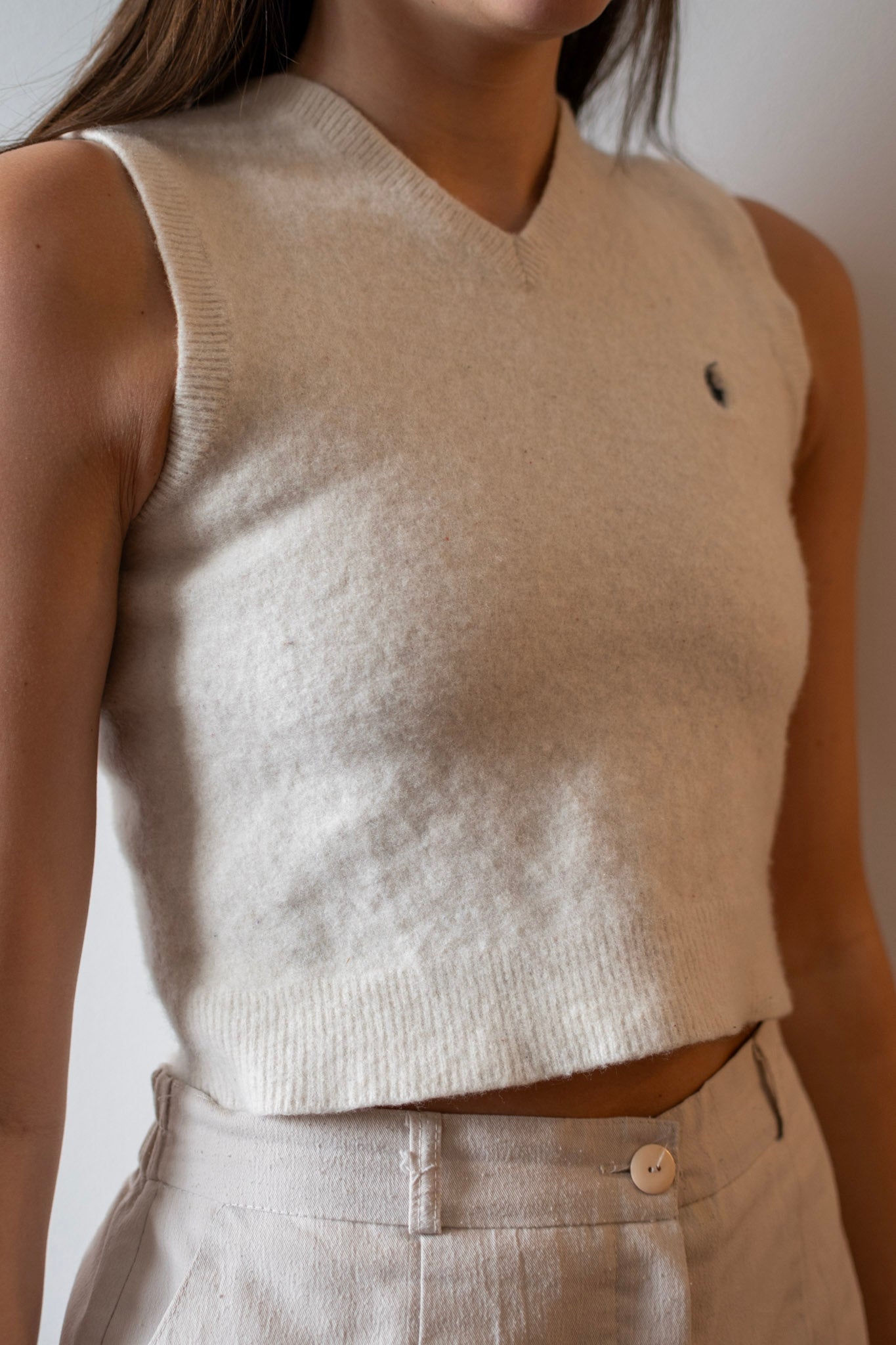 100% Lamb Wool Polo Mini Sweater Vest