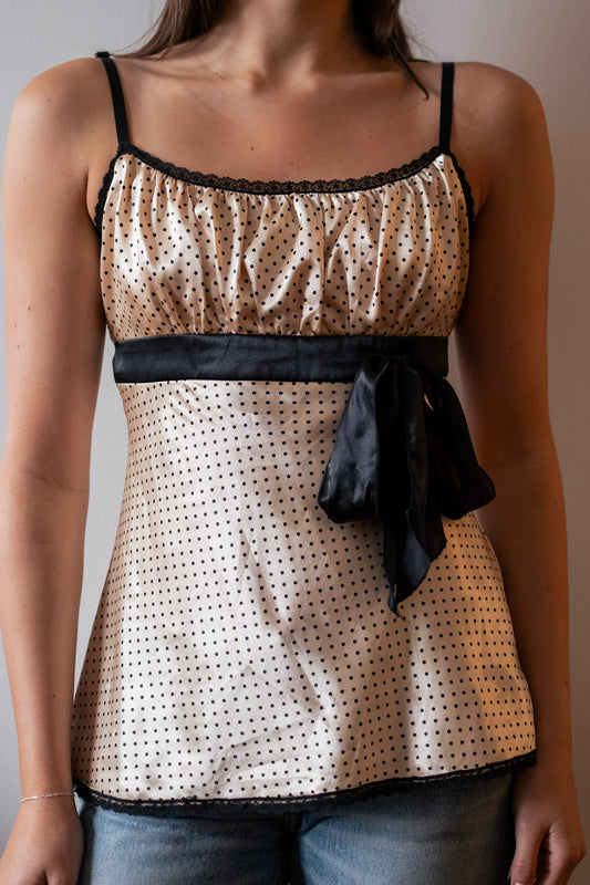 Silk and Black Bow Vintage Camisole