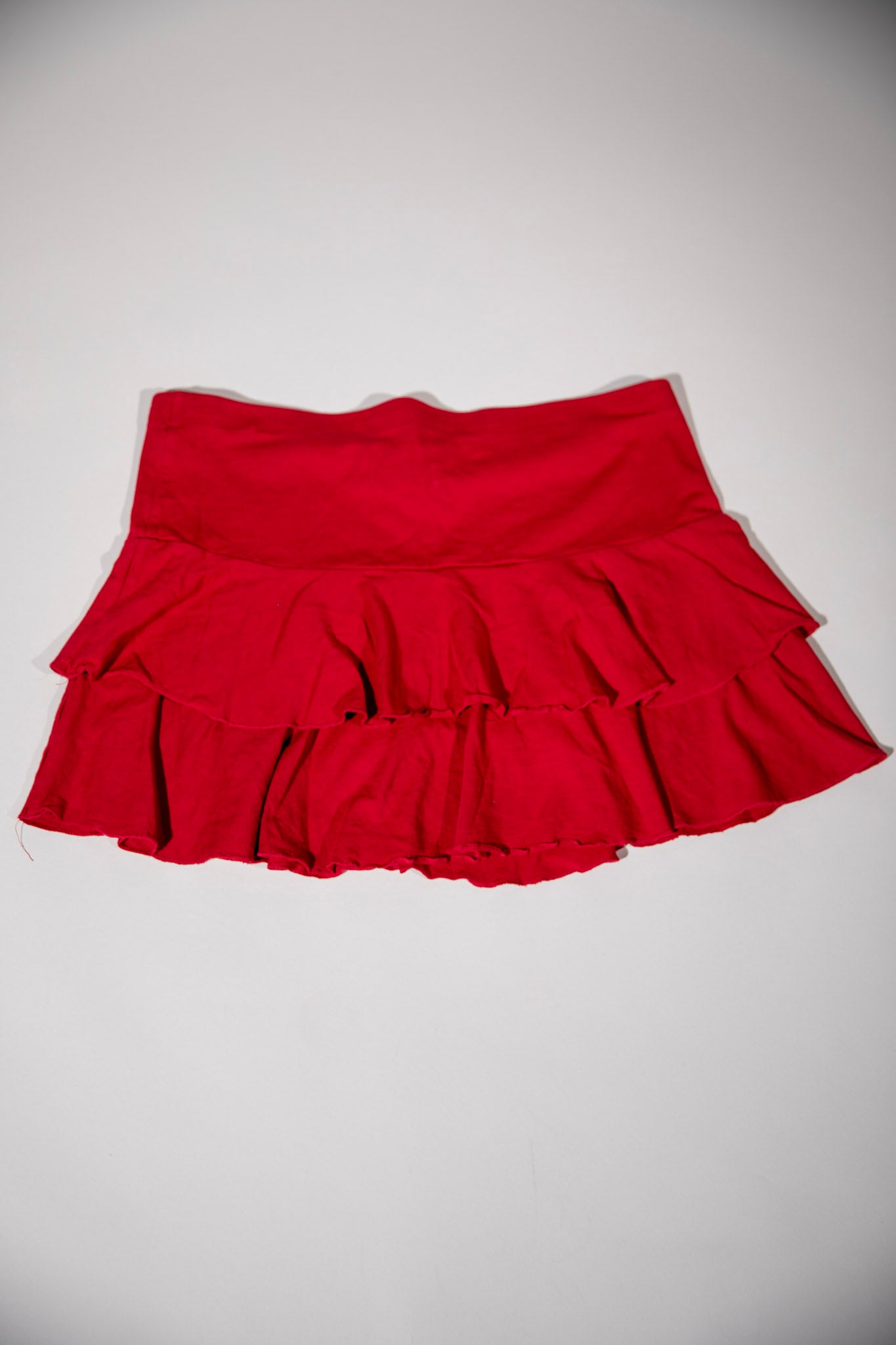 Red Mini Ruffle Skirt