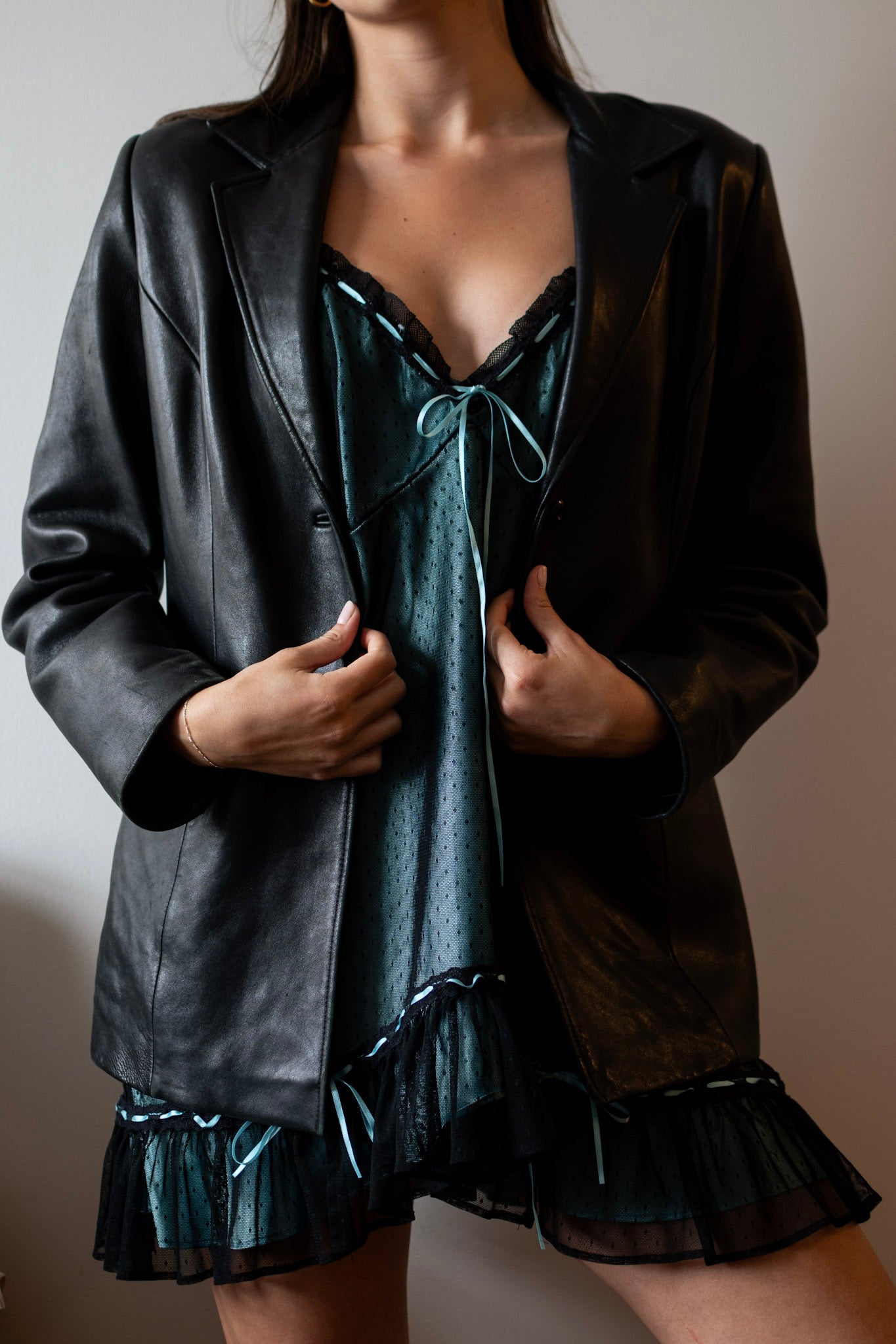 Vintage Blue and Black Slip Dress