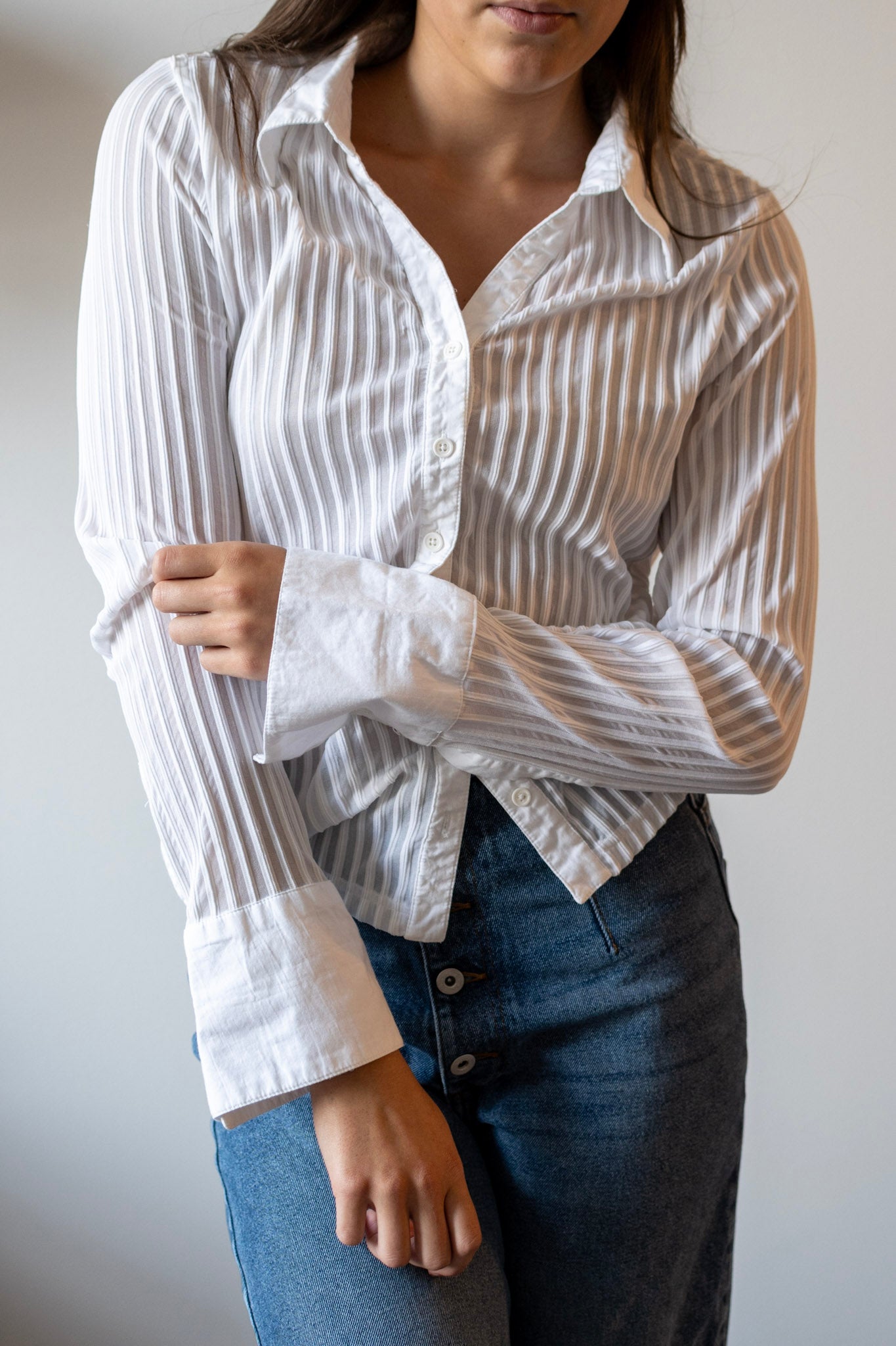 Trendy White Button Up