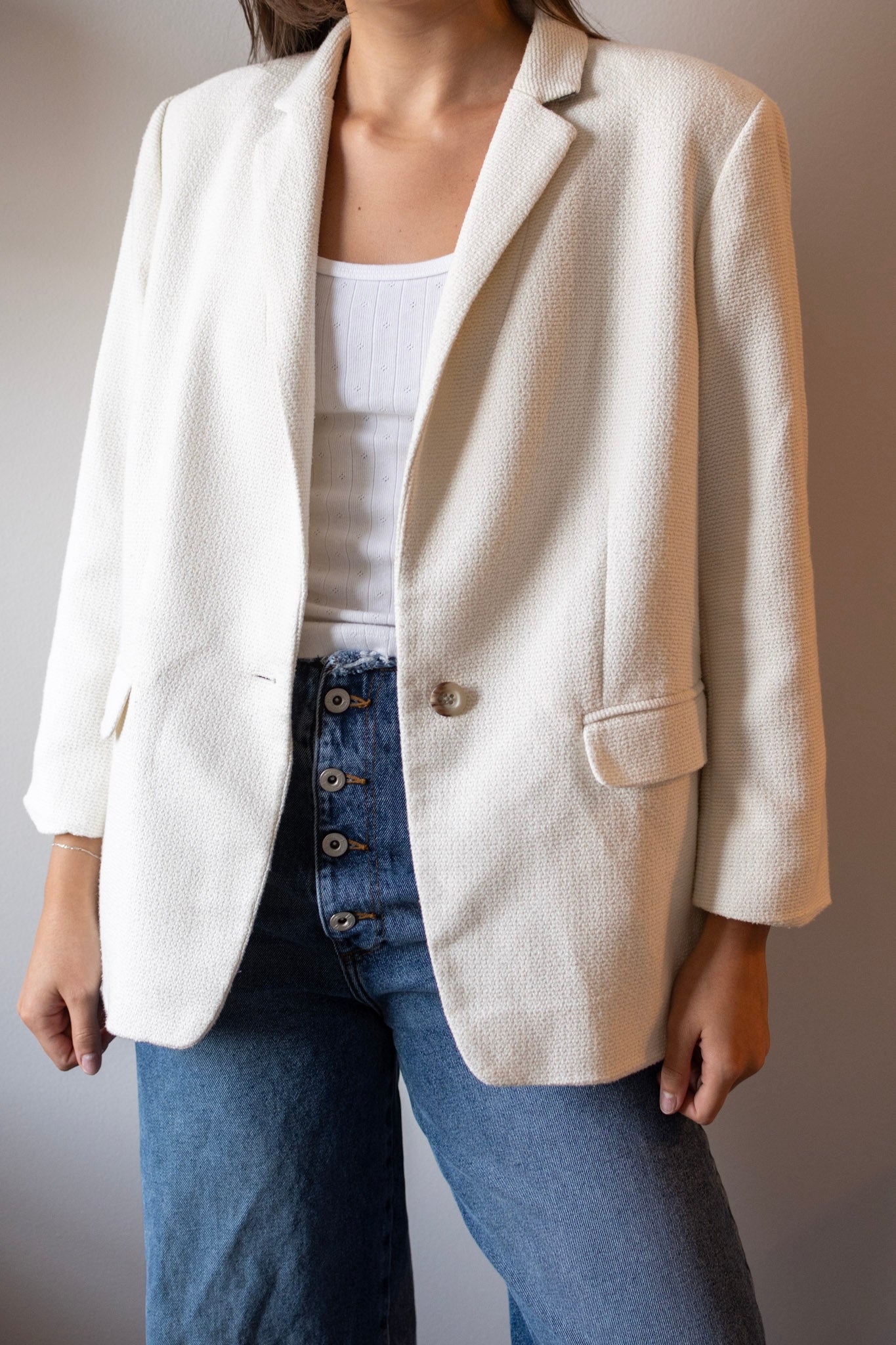 Anne Taylor Wool Cream Blazer