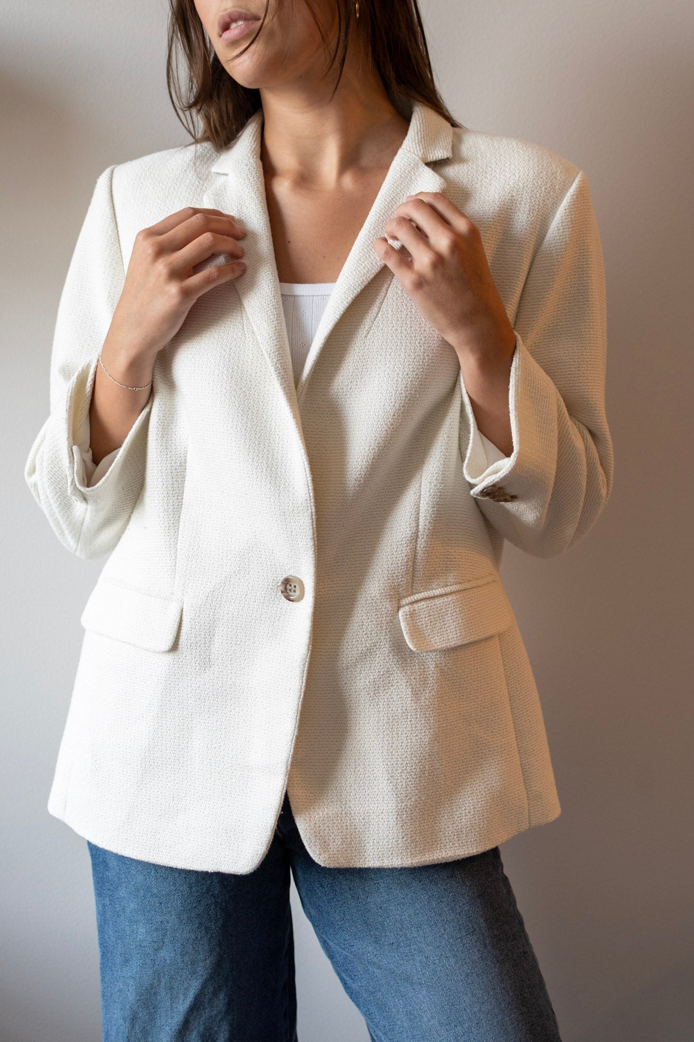Anne Taylor Wool Cream Blazer