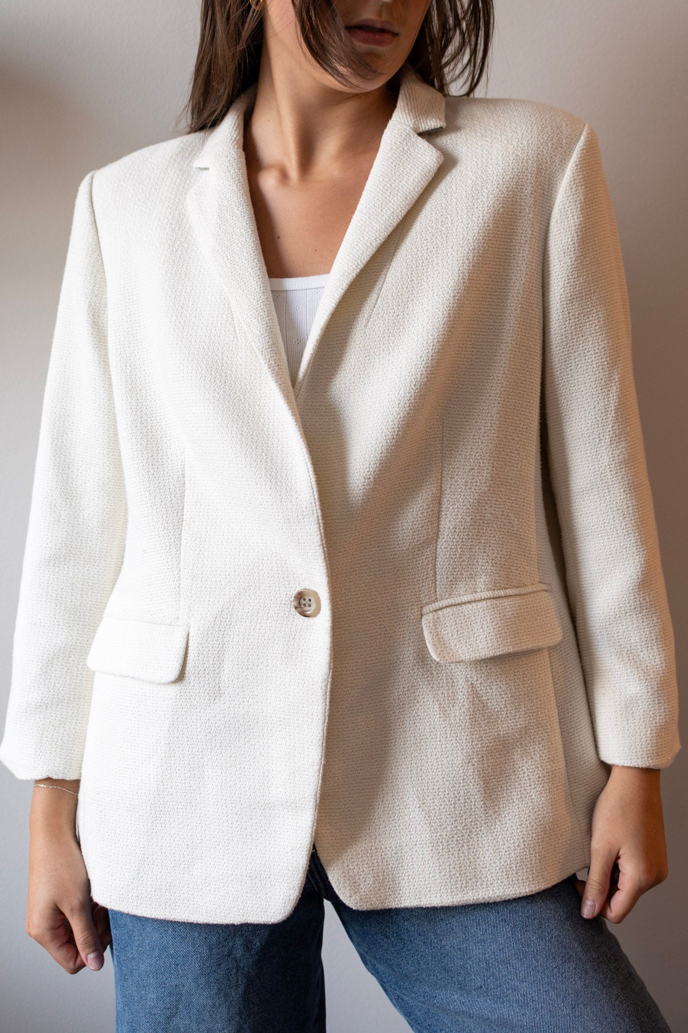 Anne Taylor Wool Cream Blazer