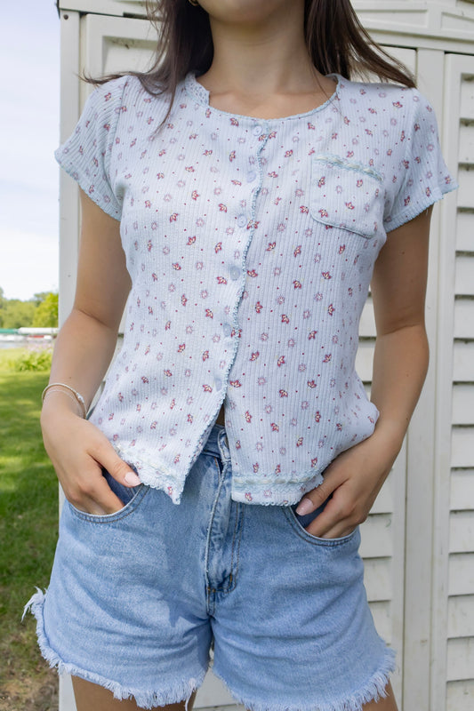 Coquette Summery Button Up Tee