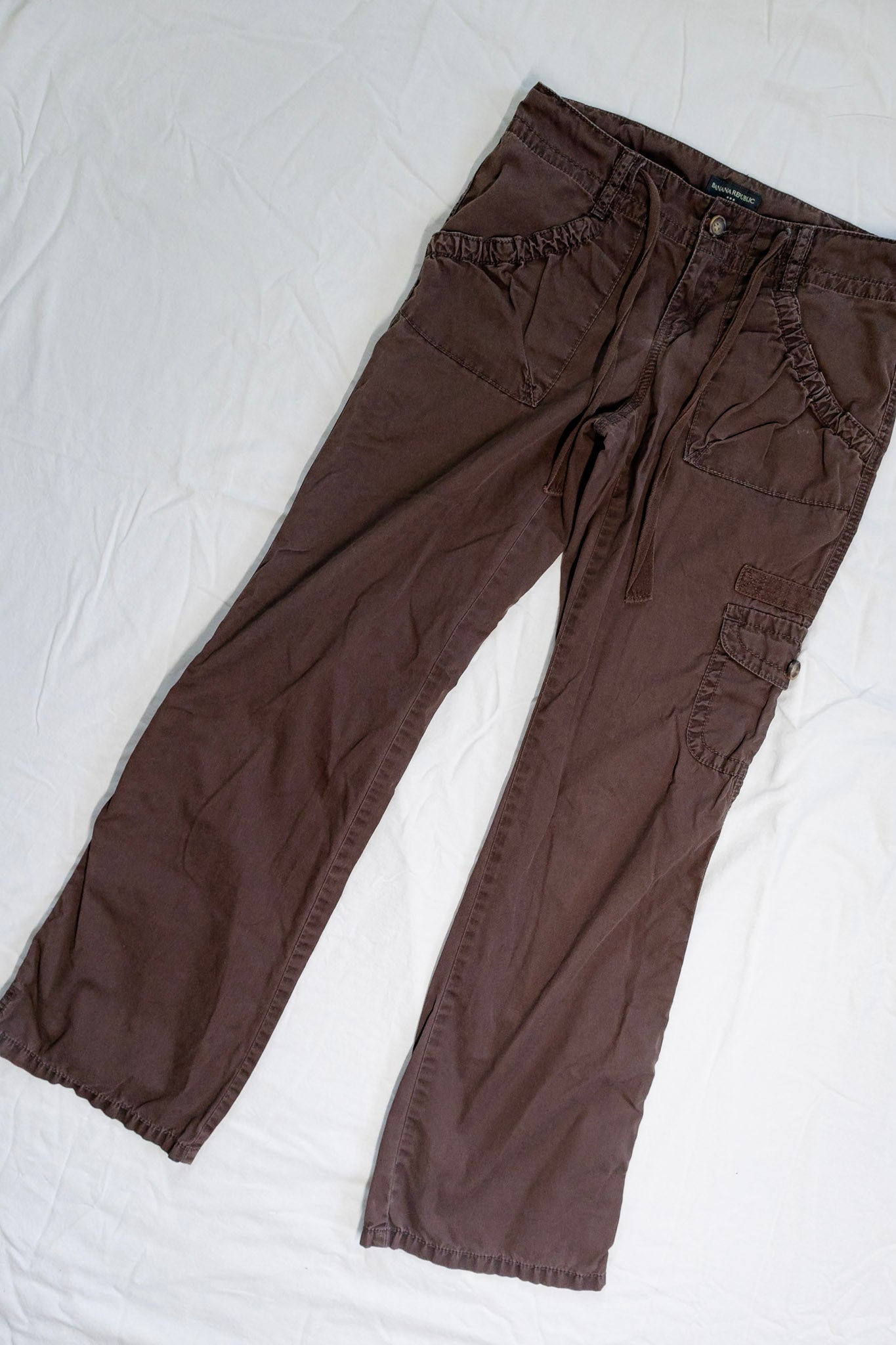 Brown Draw String Cargo Pants