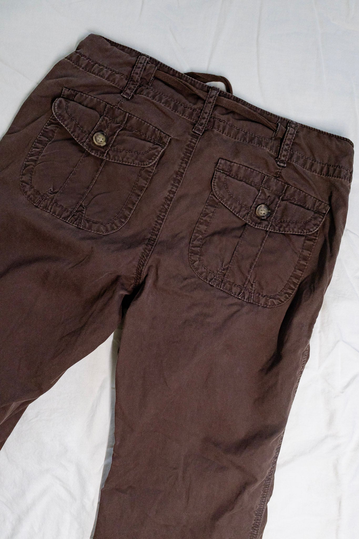 Brown Draw String Cargo Pants