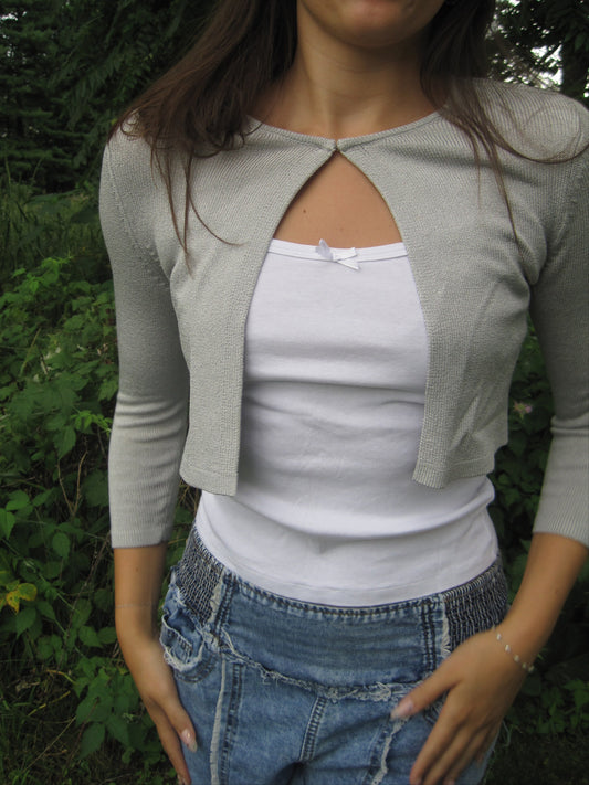 Silver One Clasp Cardigan