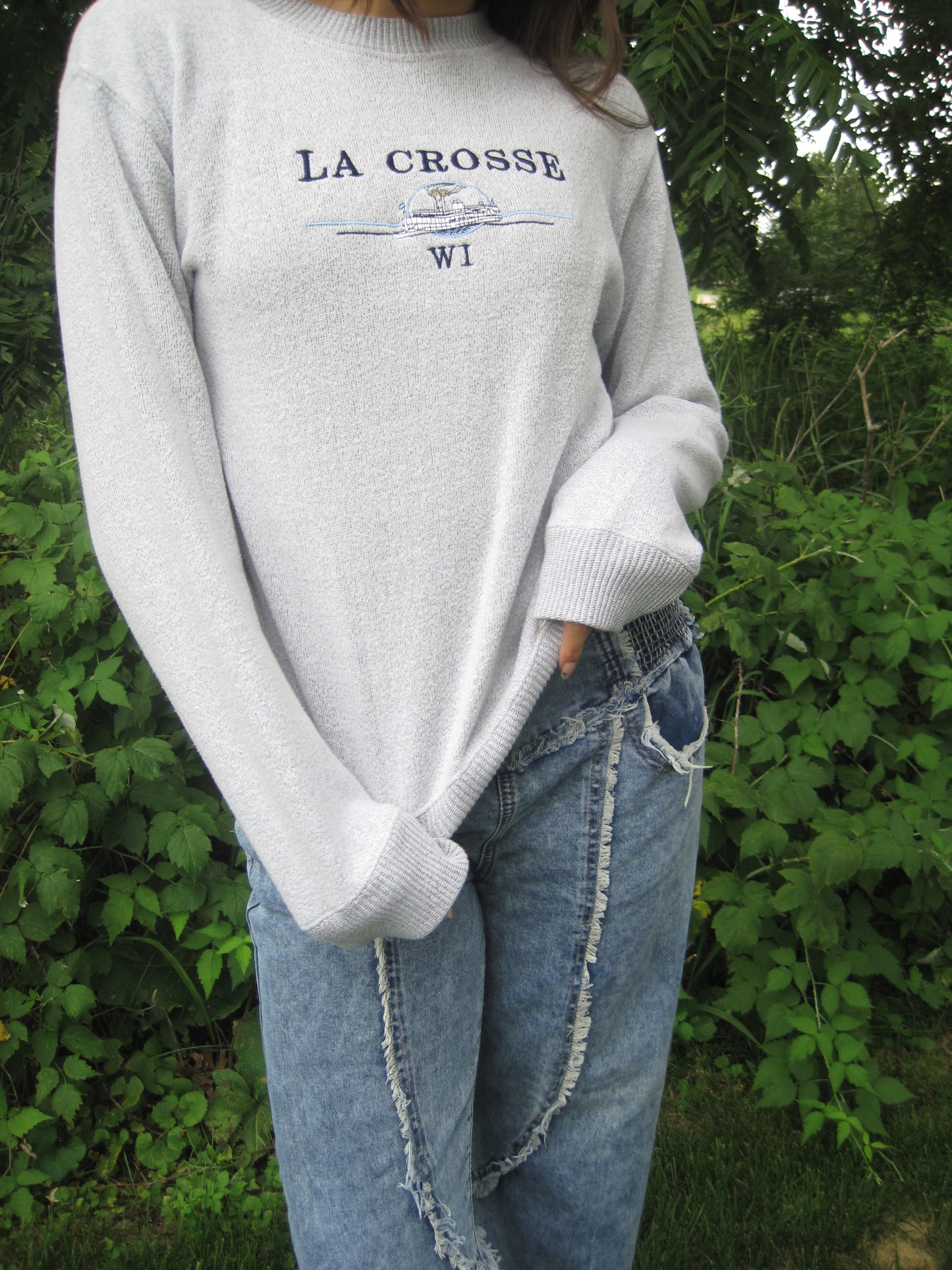 Embroidered La Crosse Crew Neck