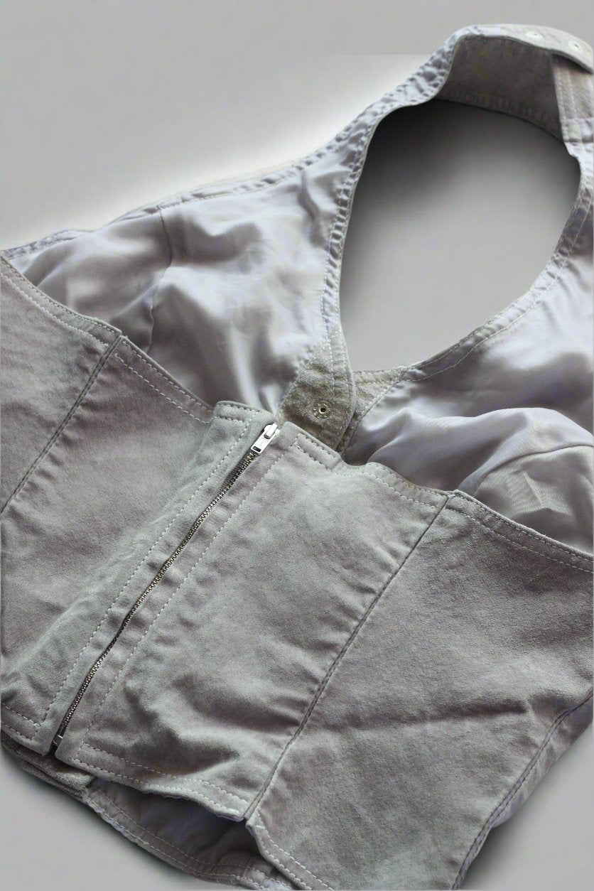 Vintage Trendy Button-Up Halter Top