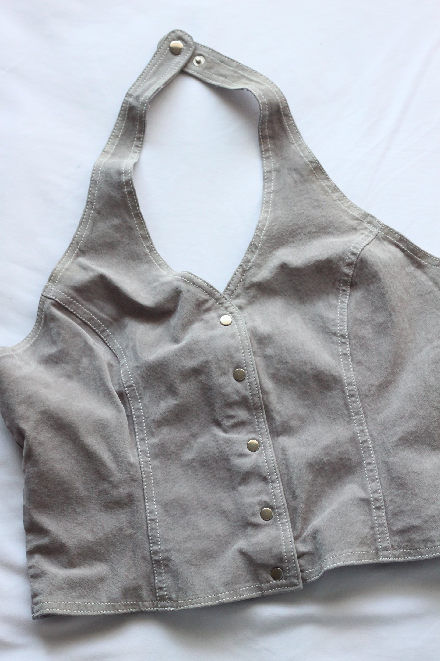 Vintage Trendy Button-Up Halter Top