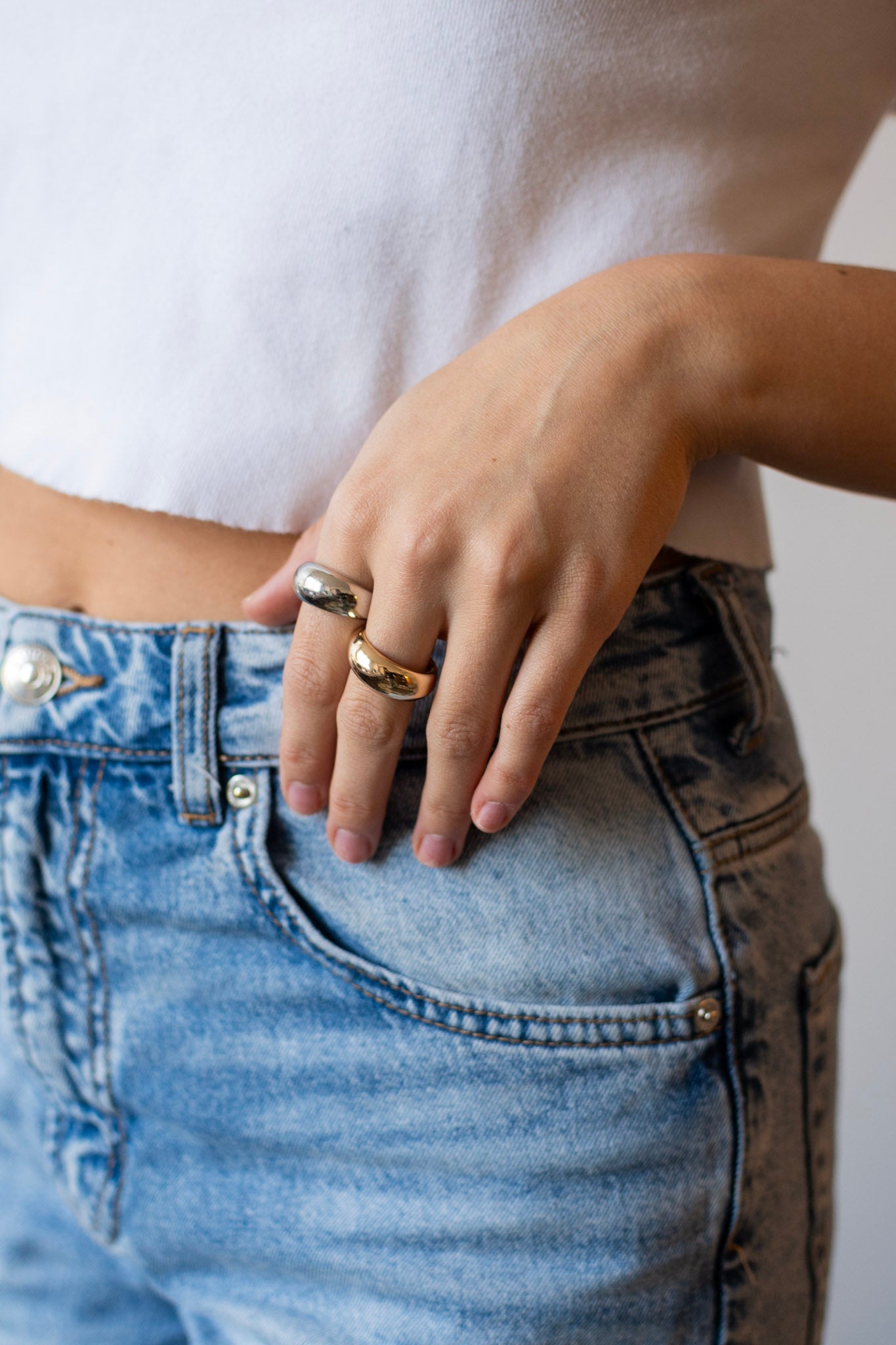 Gold and Silver Chunky Ring Set