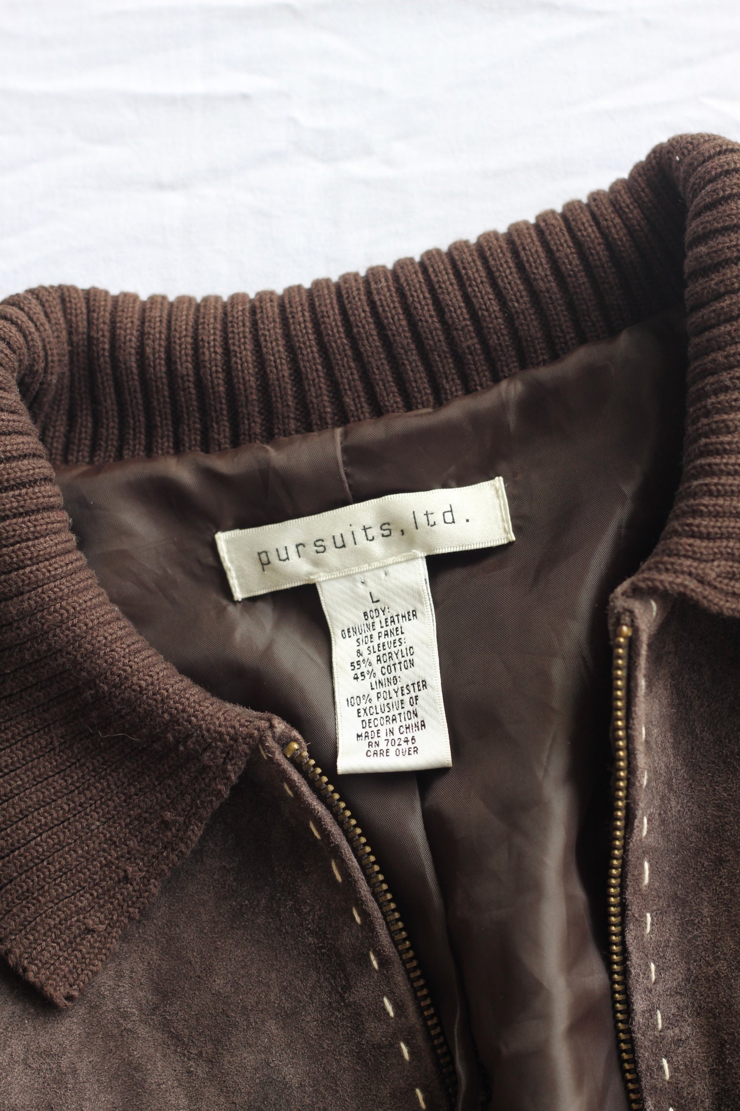 Brown Suede and Ribbed Stitch Jacket