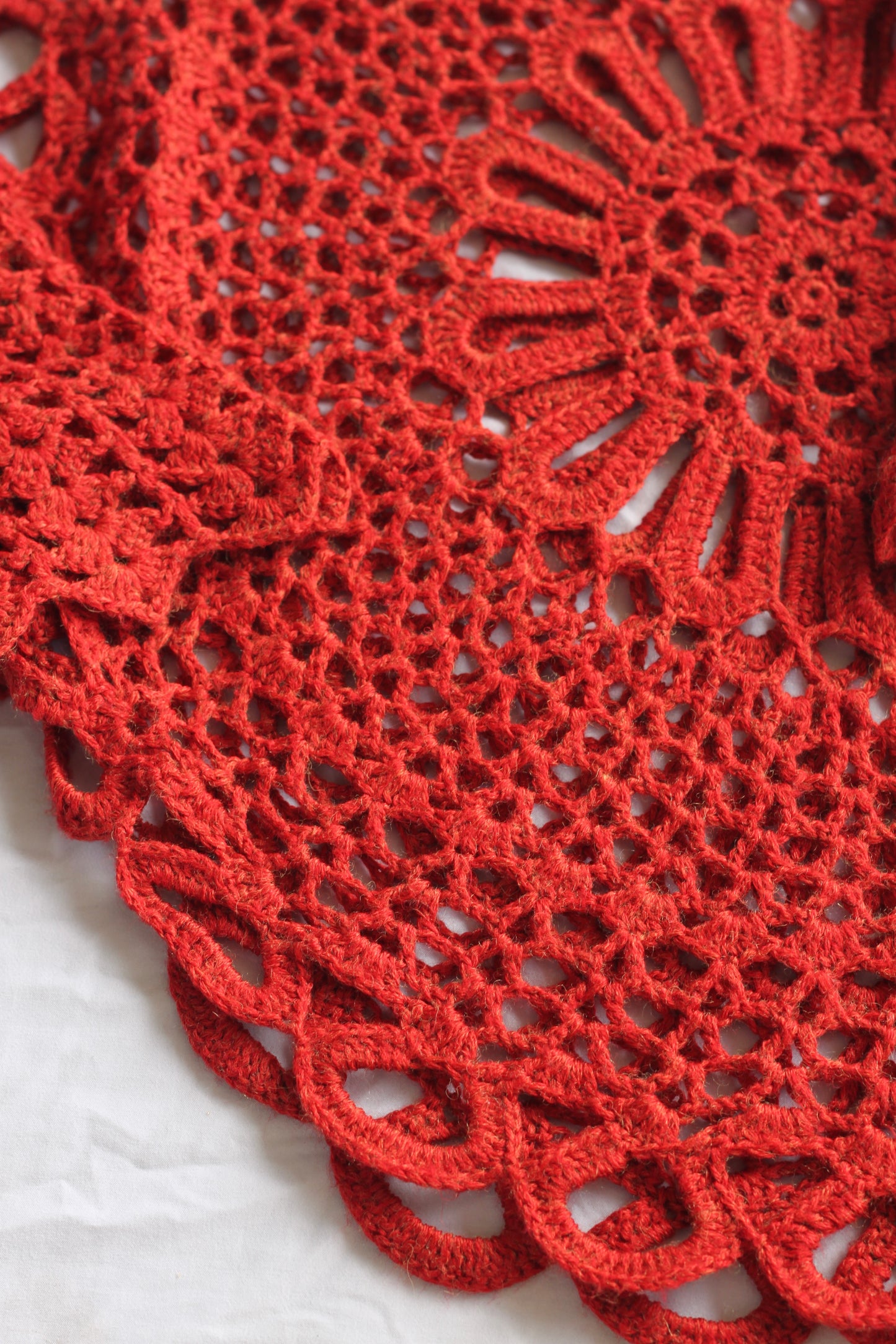 Rustic Red Crochet Asymmetrical Top