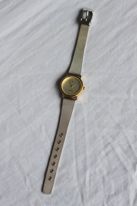 Mixed-Metal Quartz Belt Clasped Watch