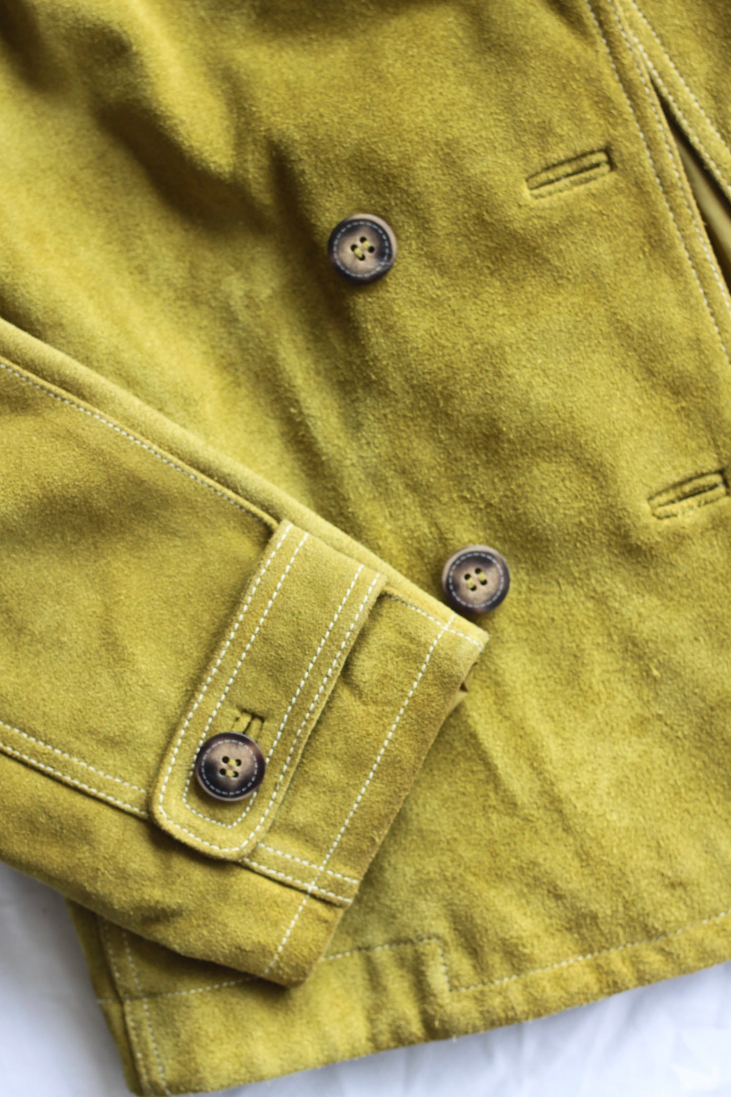 Olive Green Suede Button-Up Jacket