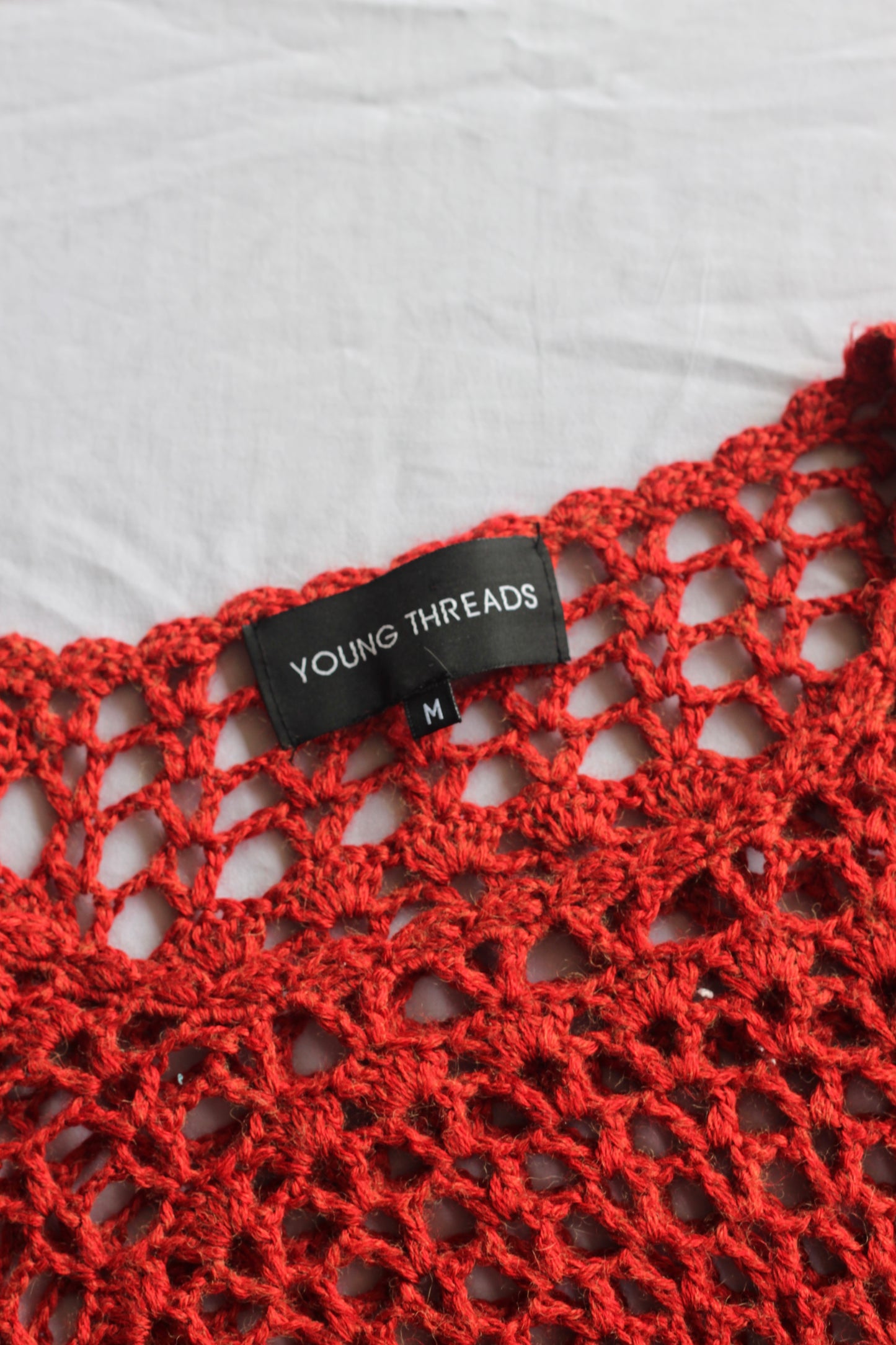 Rustic Red Crochet Asymmetrical Top