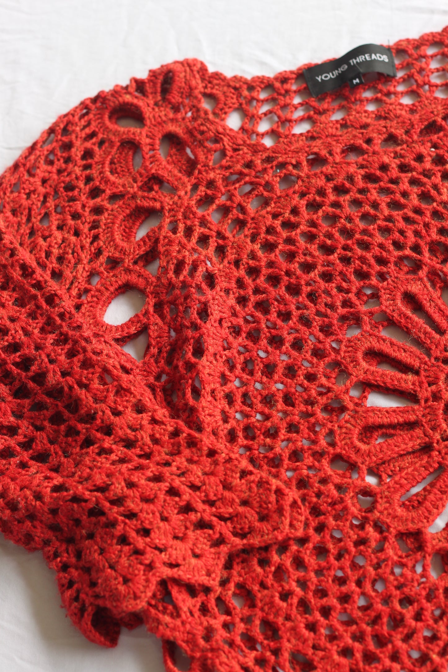 Rustic Red Crochet Asymmetrical Top