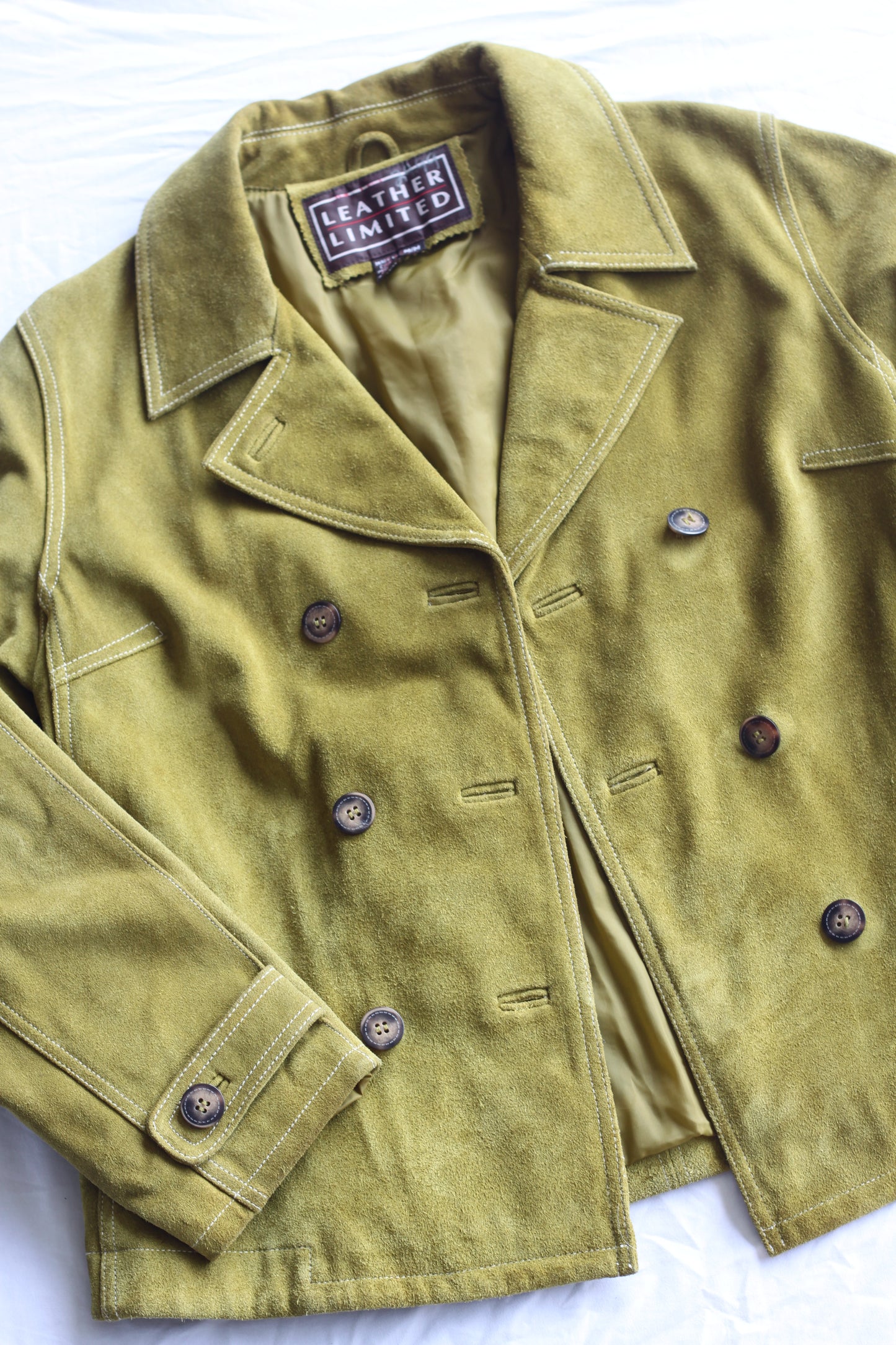 Olive Green Suede Button-Up Jacket
