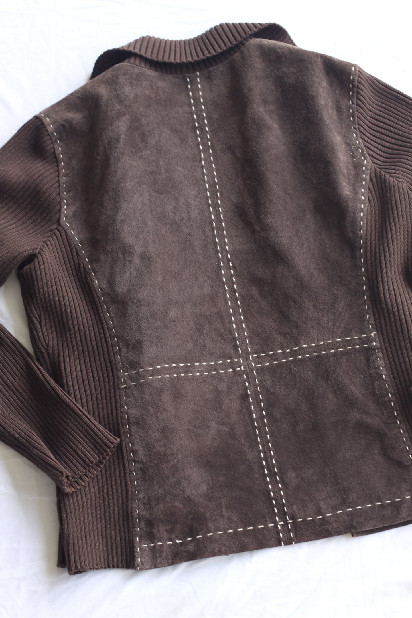 Brown Suede and Ribbed Stitch Jacket