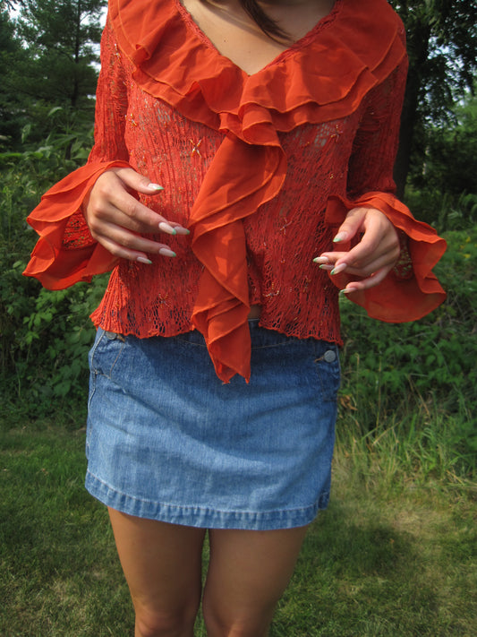 Blood Orange Beaded Blouse