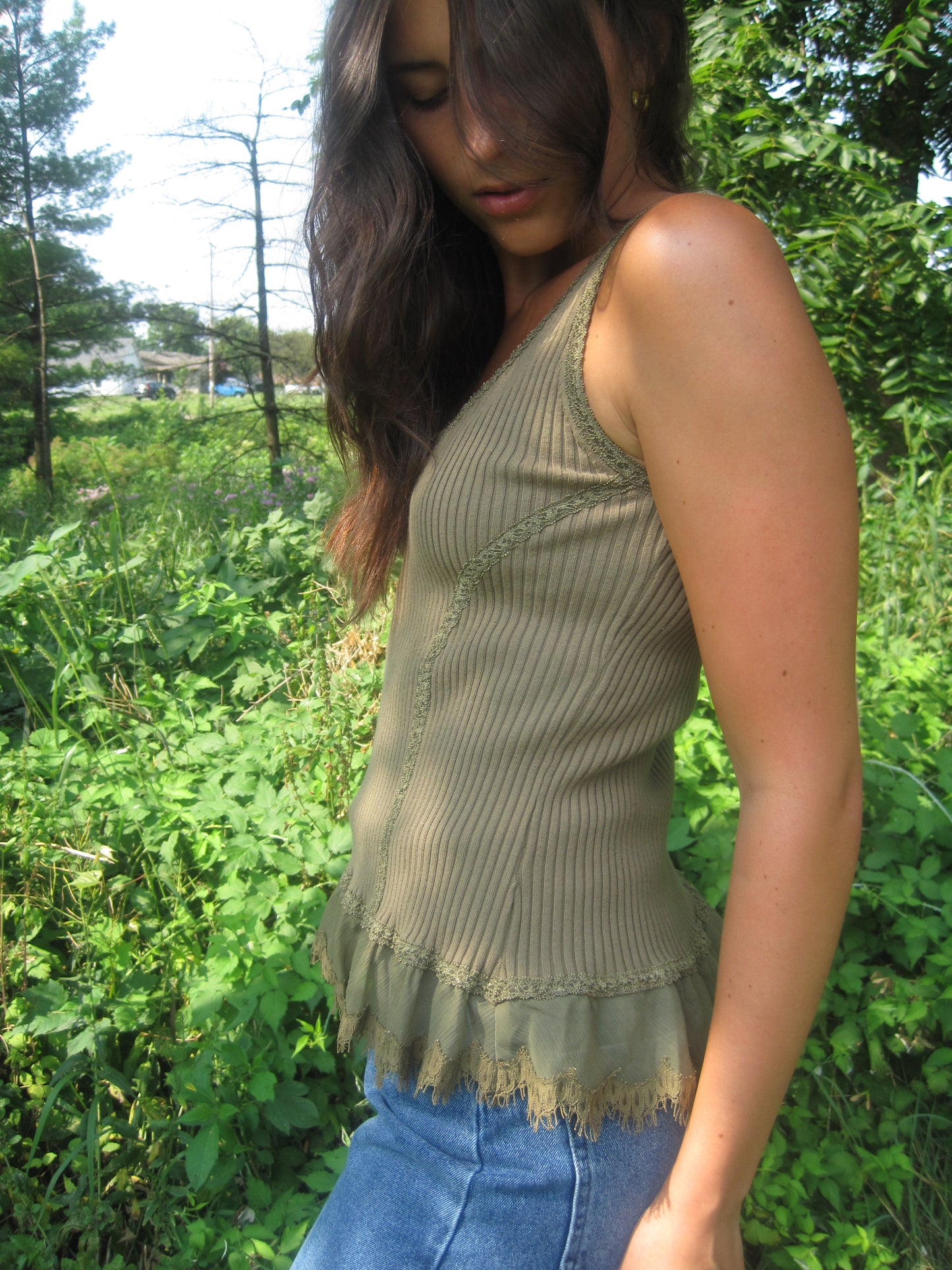Army Green Lace Cami