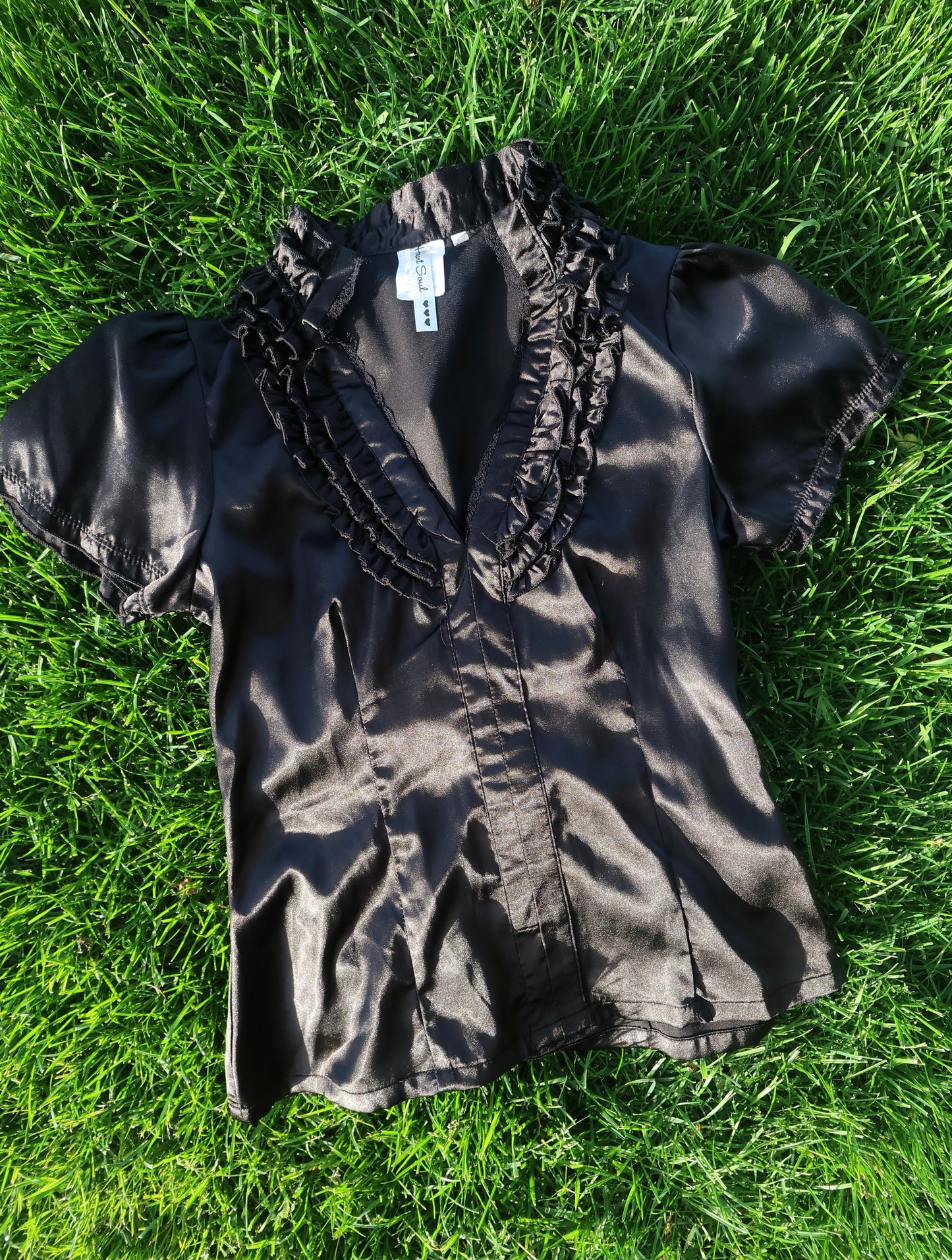New York Summer Vintage Black Blouse