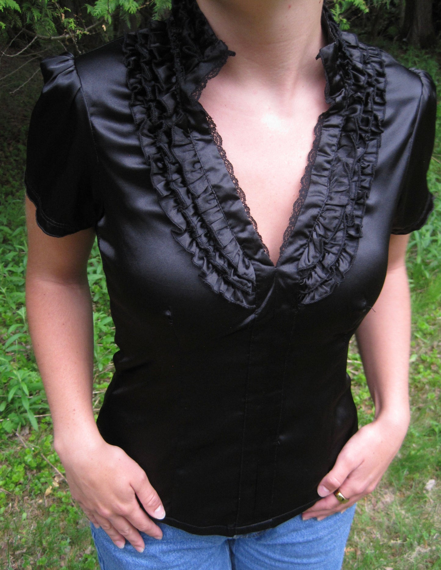 New York Summer Vintage Black Blouse