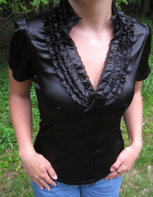 New York Summer Vintage Black Blouse