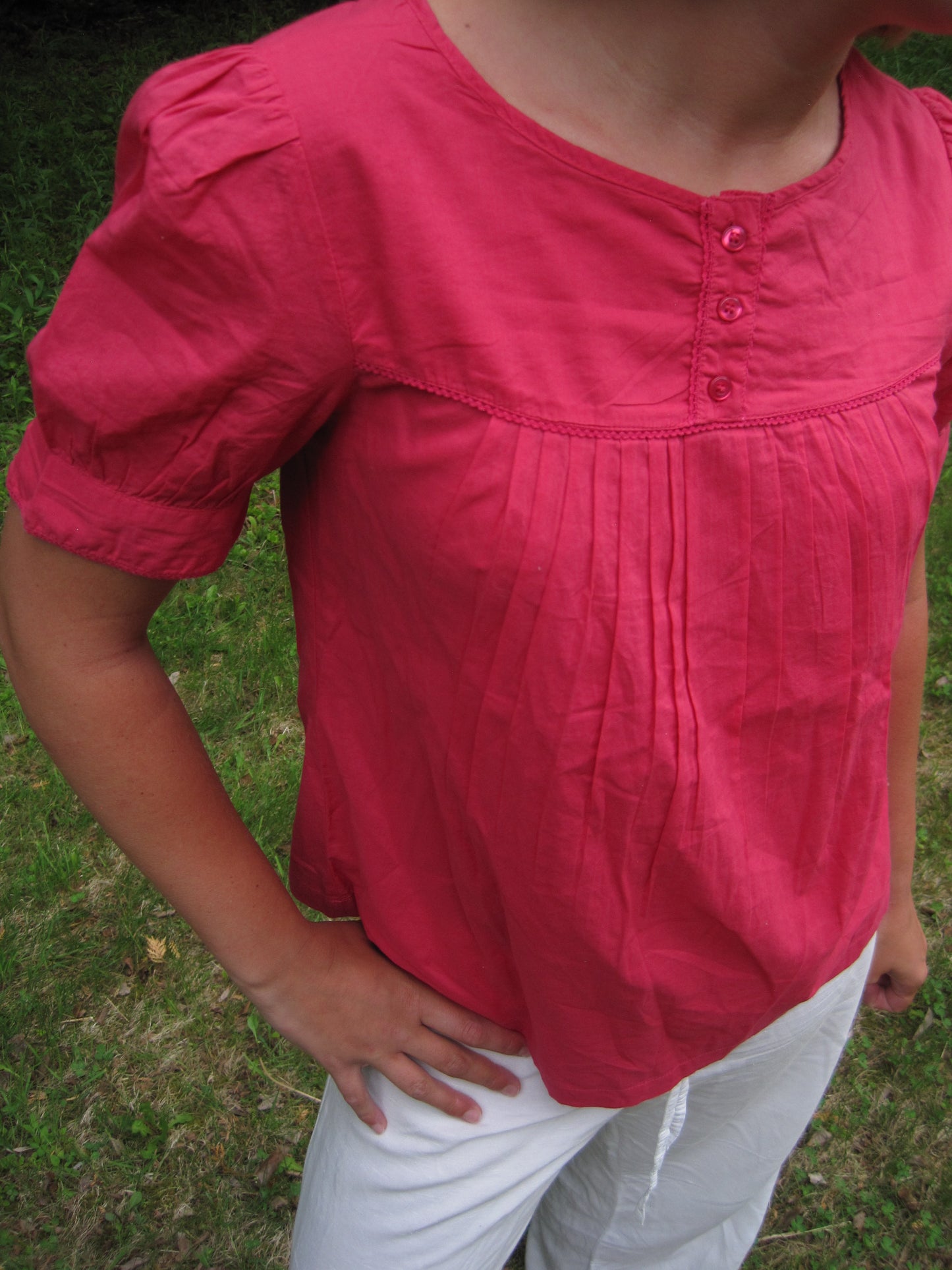 Pink Puff Sleeve Blouse