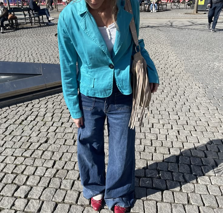 Summer Teal Cropped Blazer
